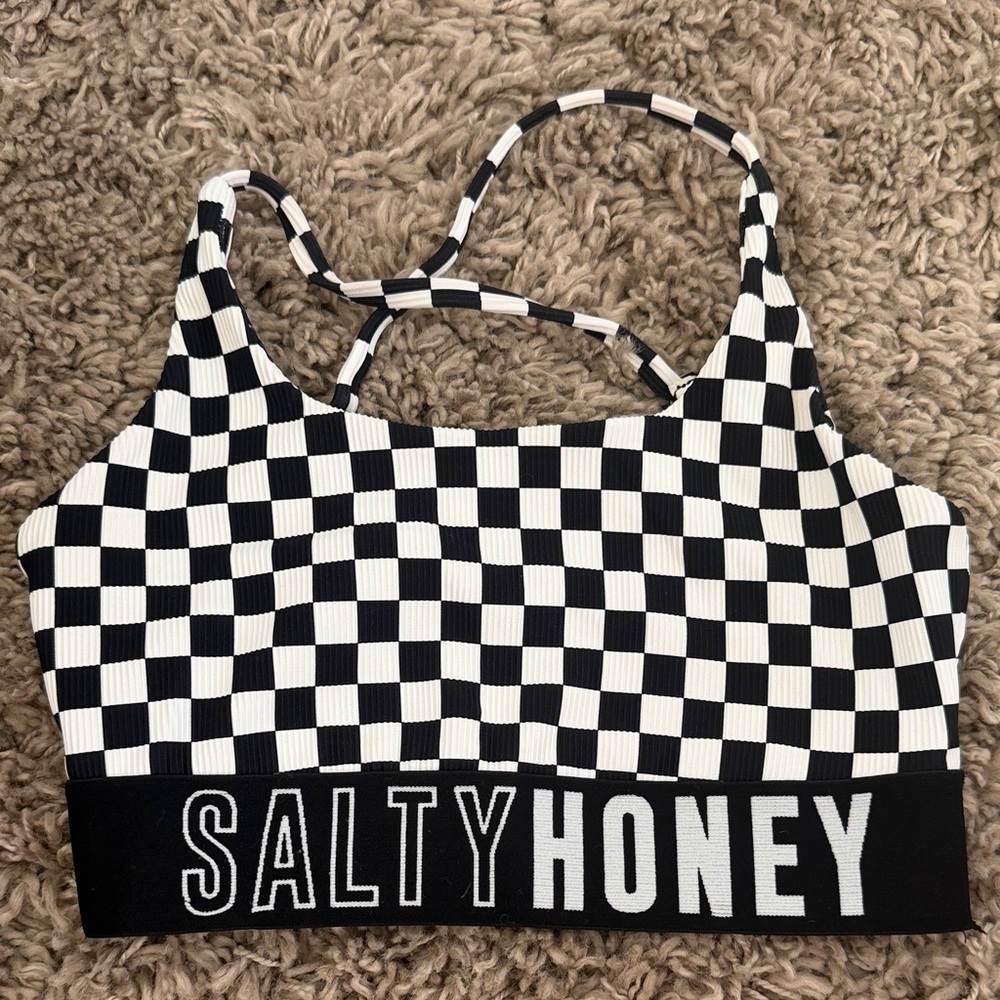 Salty Honey Checkered bra bralette and micro short - SET Black & White